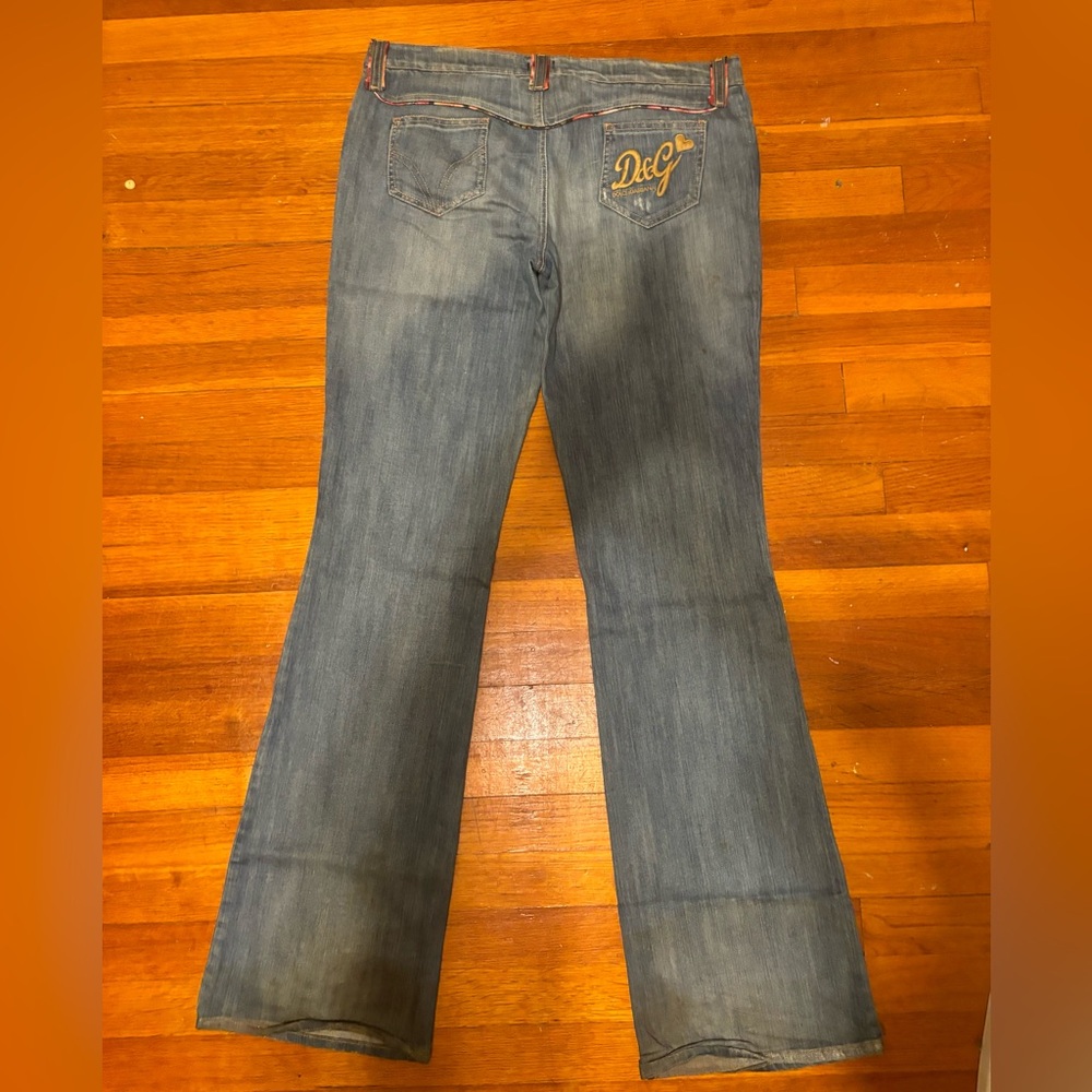 Vintage D&G logo denim boot cut distressed jeans